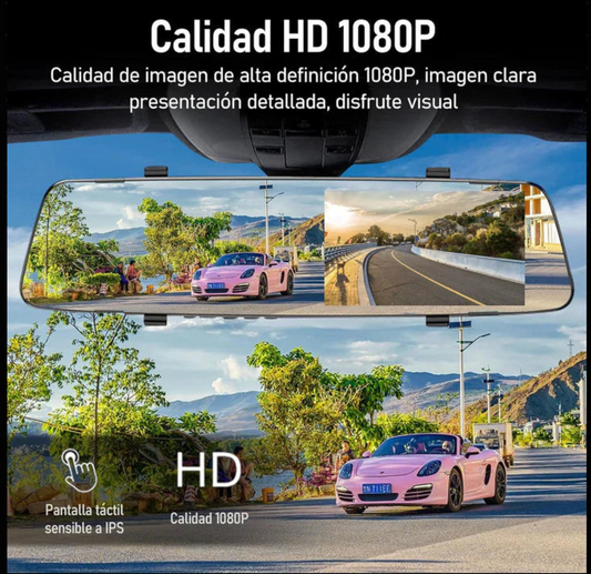 Espejo Retrovisor Dash Cam Full HD Dual |1080p + ENVÍO GRATIS